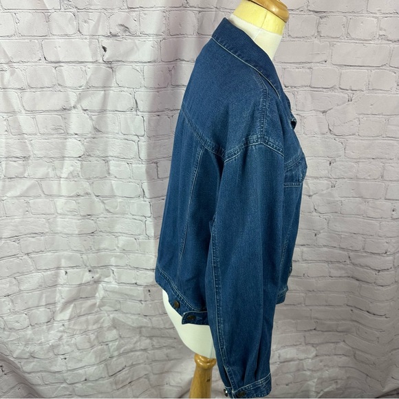 talbots Classic Blue Denim jean Jacket sz M 100% cotton boho western casual - Picture 2 of 7